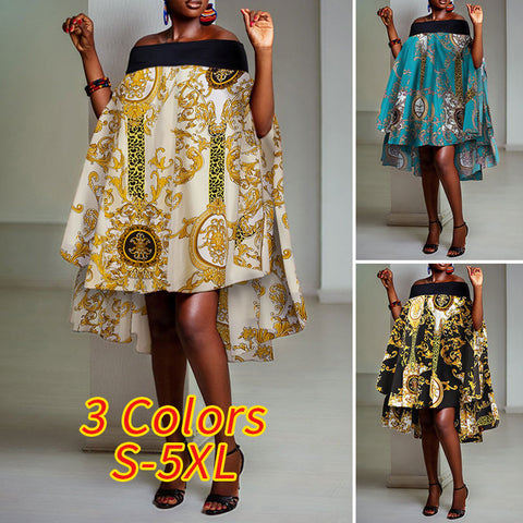 Image of Oversized Dress Midi Sleeveless Sundress Off Shoulder A-Line Party Dress-FrenzyAfricanFashion.com