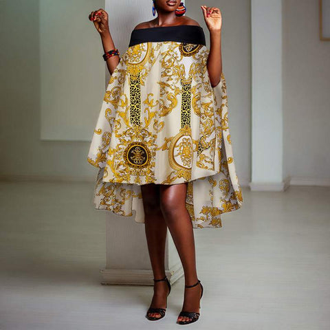 Image of Oversized Dress Midi Sleeveless Sundress Off Shoulder A-Line Party Dress-FrenzyAfricanFashion.com