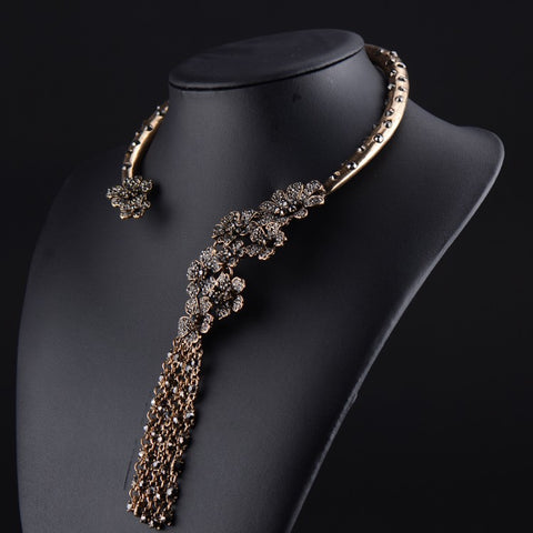 Image of Luxjewels Celebrity Statement Necklace C -Shaped Side Open With Tassel Pendant-FrenzyAfricanFashion.com
