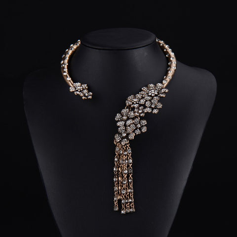 Image of Luxjewels Celebrity Statement Necklace C -Shaped Side Open With Tassel Pendant-FrenzyAfricanFashion.com