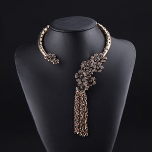 Luxjewels Celebrity Statement Necklace C -Shaped Side Open With Tassel Pendant-FrenzyAfricanFashion.com