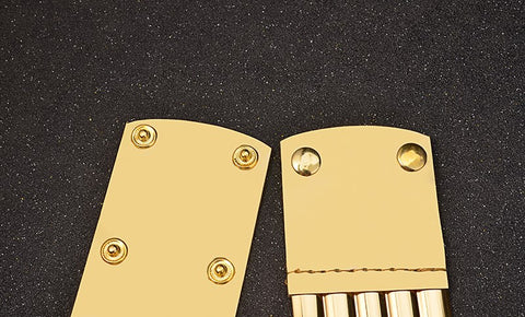 Image of Luxjewels Celebrity Leather Necklace and Bracelet Sets Gold-FrenzyAfricanFashion.com
