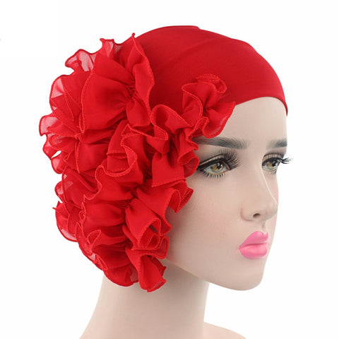 Image of Emmy Women Elastic Chiffon Ruffled flower Head wraps hair wear or necklace-FrenzyAfricanFashion.com
