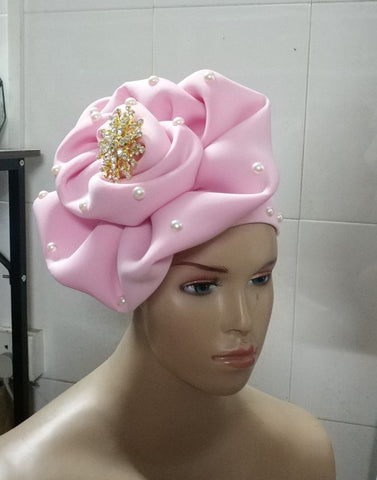 Image of Turban Headband Hair wrap With Brooch and Pearls-FrenzyAfricanFashion.com