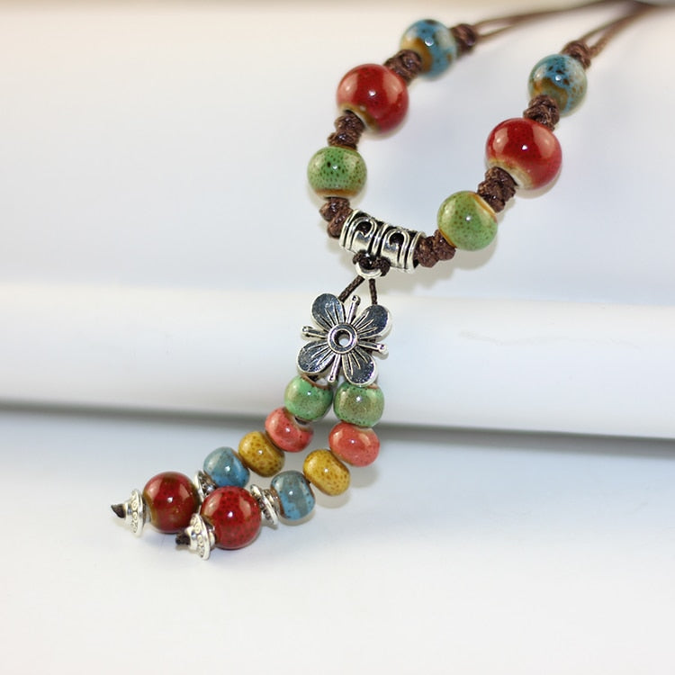 Handmade ceramic fashion simple collarbone chain long sweater chain-FrenzyAfricanFashion.com