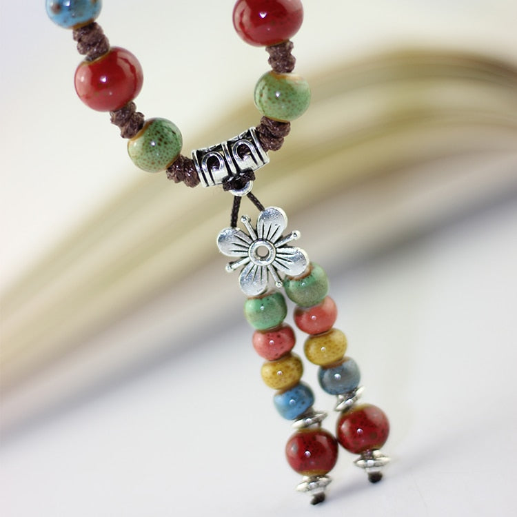 Handmade ceramic fashion simple collarbone chain long sweater chain-FrenzyAfricanFashion.com