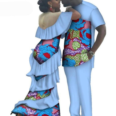 Image of Kente Afrik African Couples Clothing Matching Set Black-FrenzyAfricanFashion.com