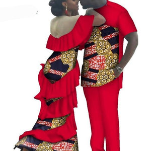 Kente Afrik African Couples Clothing Matching Set Red-FrenzyAfricanFashion.com