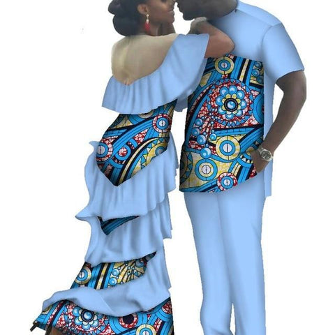 Image of Kente Afrik African Couples Clothing Matching Set Red-FrenzyAfricanFashion.com