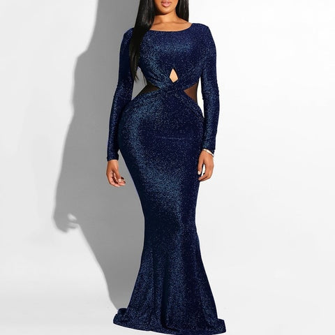Image of Elegant Sequin Backless Sheer Evening Mermaid Best Party Club Long Sexy Dress Bodycon-FrenzyAfricanFashion.com