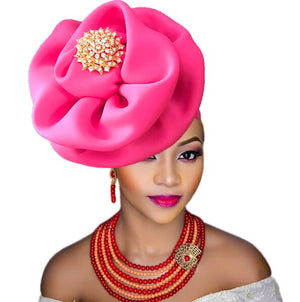 Gailis Floral Brooch style turban head wrap-FrenzyAfricanFashion.com