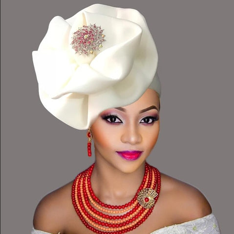 Image of Gailis Floral Brooch style turban head wrap-FrenzyAfricanFashion.com