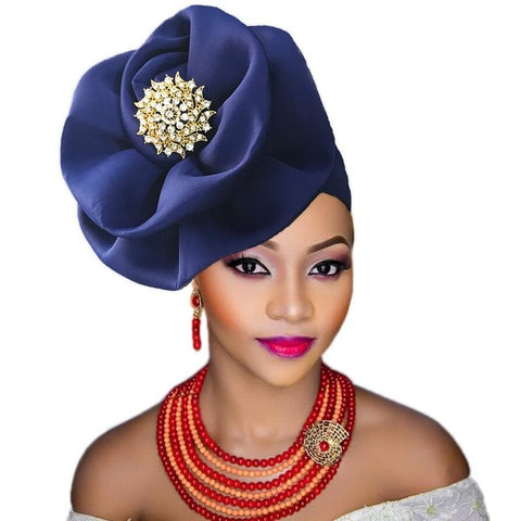 Image of Gailis Floral Brooch style turban head wrap-FrenzyAfricanFashion.com