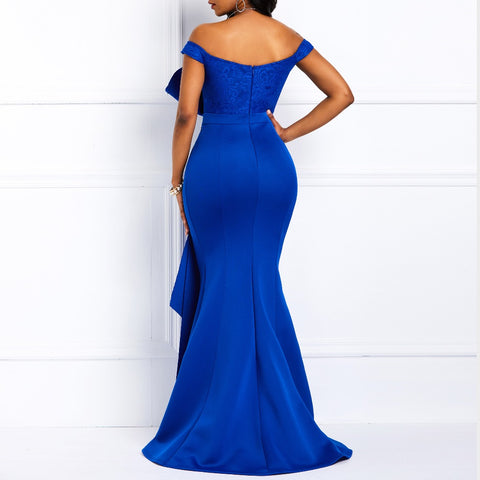 Image of Women Off Shoulder Sexy Mermaid Prom Blue Best Party Long Dress-FrenzyAfricanFashion.com