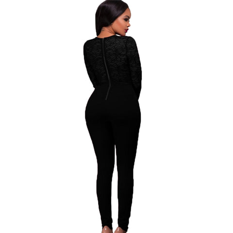 Image of Lace Jumpsuits long sleeve stretchy casual Romper clubwear-FrenzyAfricanFashion.com