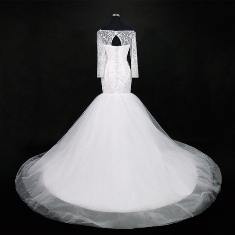 Image of Love Bird Mermaid Wedding Dress Luxury Lace Off the Shoulder Wedding Bridal Gown-FrenzyAfricanFashion.com
