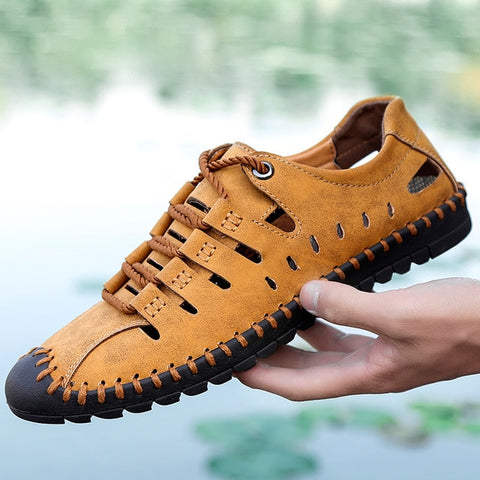 Image of Dallas Genuine Leather Men Sandals Casual Outdoor Shoes-FrenzyAfricanFashion.com