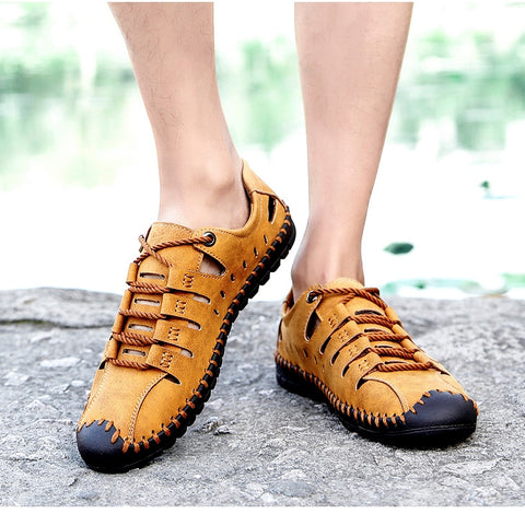 Image of Dallas Genuine Leather Men Sandals Casual Outdoor Shoes-FrenzyAfricanFashion.com