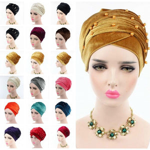 Emmy Headwear Women Velvet Long Turban Indian Chemo Scarf Hijab-FrenzyAfricanFashion.com