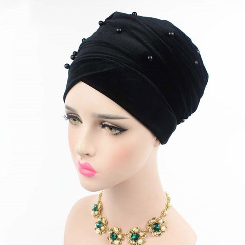 Image of Emmy Headwear Women Velvet Long Turban Indian Chemo Scarf Hijab-FrenzyAfricanFashion.com