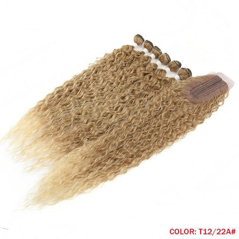 Image of Glamorous Afro Kinky Curly Long Hair With Closure Heat Resistant-FrenzyAfricanFashion.com
