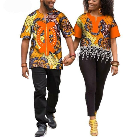 Image of Kente Afrik African Print Patchwork and Tassels Shirt Couple Clothing Pt3-FrenzyAfricanFashion.com