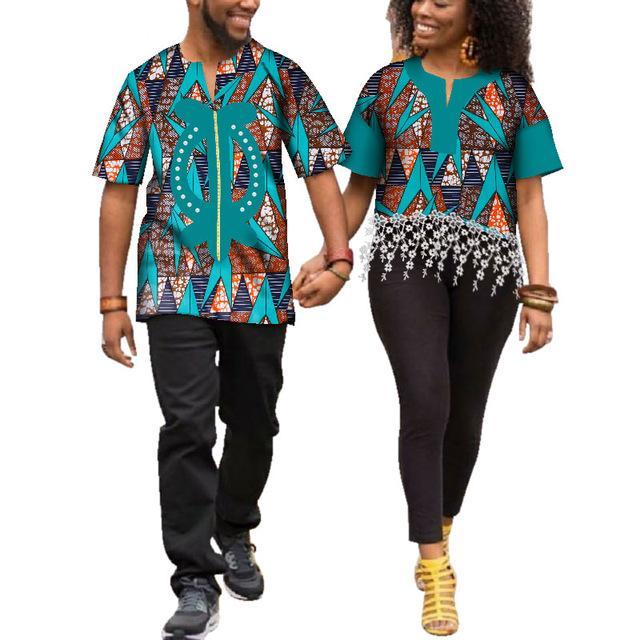 Kente Afrik African Print Patchwork and Tassels Shirt Couple Clothing Pt3-FrenzyAfricanFashion.com