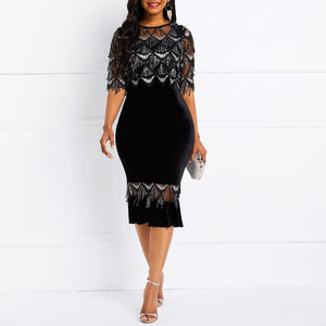 Women Midi Mesh Black Dress-FrenzyAfricanFashion.com