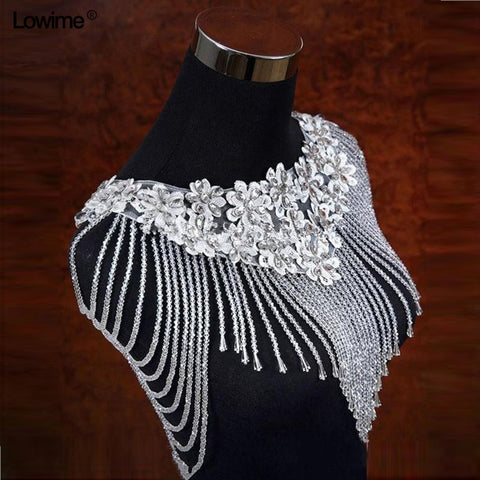Image of White Beading Crystals Bolero Wrap Wedding Shawl-FrenzyAfricanFashion.com