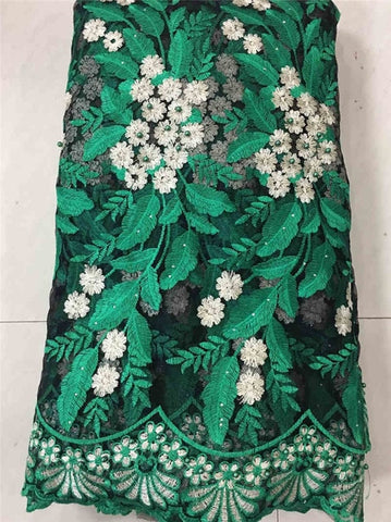 Image of High Quality Latest French Net lace with Stones Fabric Wedding Dresses-FrenzyAfricanFashion.com
