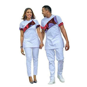 Lily of the Valley African fashion Couples dashiki shirt with pant-FrenzyAfricanFashion.com