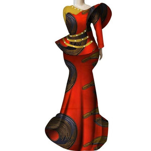 Women Dashiki Skirts and Top Long African Print Clothing #2-FrenzyAfricanFashion.com