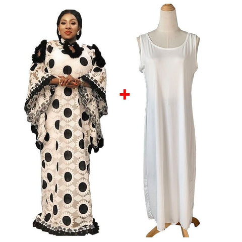 Image of Boubou White Lace Dress One Size fits all-FrenzyAfricanFashion.com