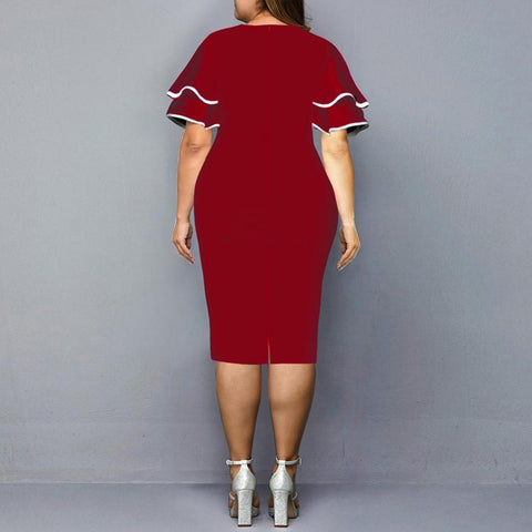 Image of Women Geometric Print Bodycon Dress with layered Sleeves-FrenzyAfricanFashion.com